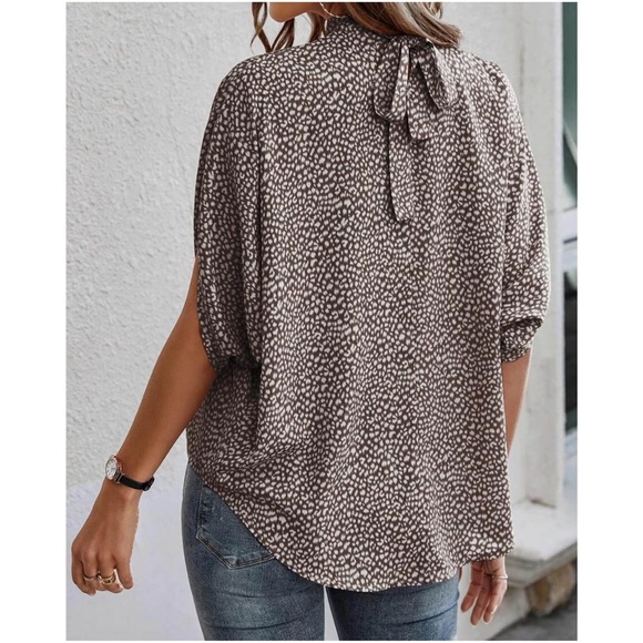 Boho Leopard Print Batwing Sleeve Blouse - Picture 6 of 7